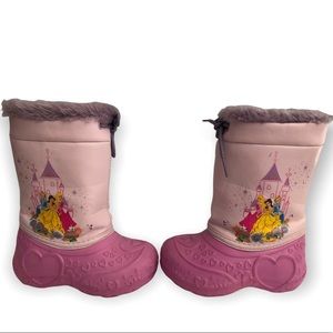 Winter Disney Princess boots size 8. Pink with purple accents.